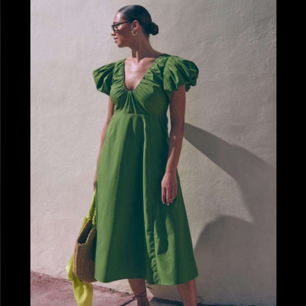 Abercrombie Green Puff Sleeve Dress